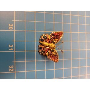 Butterfly Brooch Pin Vintage Style Gold Tone Enamel Insect Jewelry Fashion Gift